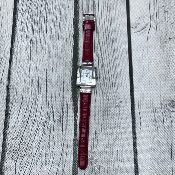Brighton Accessories - Brighton Cross Haven Watch Red Leather Silver Needs Battery